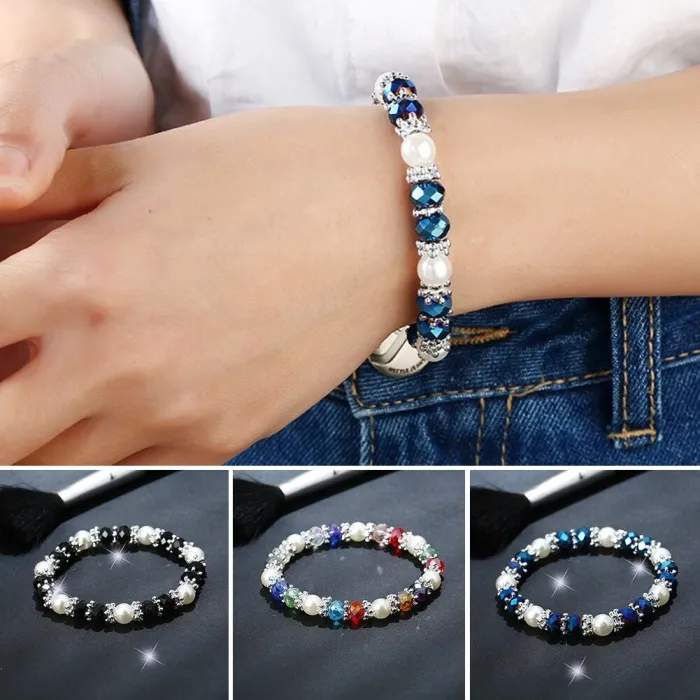 Stijlvolle armband - met kleurrijke strass-steentjes/parelsArmbanden
