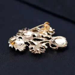 Elegante gouden broche - met kleurrijke zonnebloemenBroches