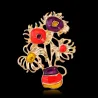 Elegante gouden broche - met kleurrijke zonnebloemenBroches
