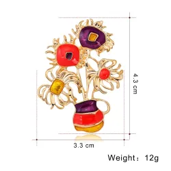 Elegante gouden broche - met kleurrijke zonnebloemenBroches