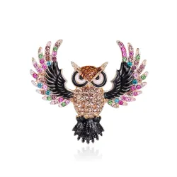 Stijlvolle broche met kleurrijke kristallen uilBroches