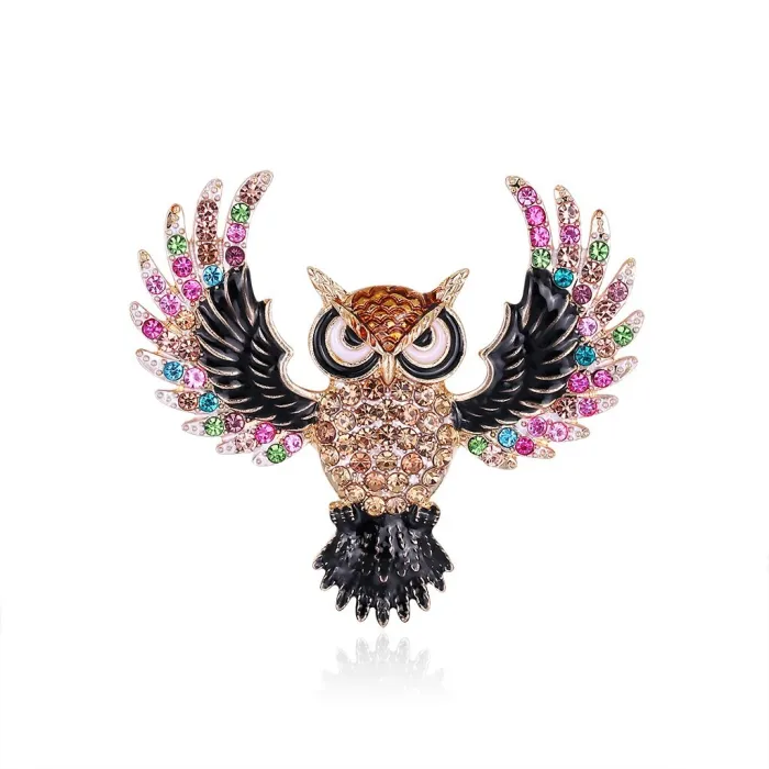 Stijlvolle broche met kleurrijke kristallen uilBroches