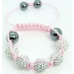 Stijlvolle armband met kleurrijke kristallen bollen / zwarte kralen - verstelbaar - 2 stuksArmbanden