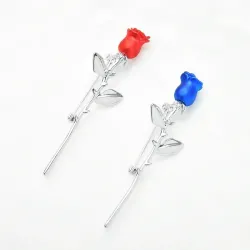 Elegante broche - rode & blauwe roosBroches