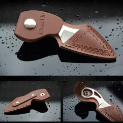 Tactisch klein mes - met ring - leren etui - D2 staalMultitool & Zakmes