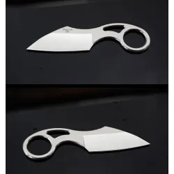 Tactisch klein mes - met ring - leren etui - D2 staalMultitool & Zakmes