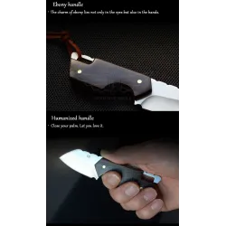 Mini opvouwbaar mes - roestvrij staal - houten handvat - met leren hoesMultitool & Zakmes