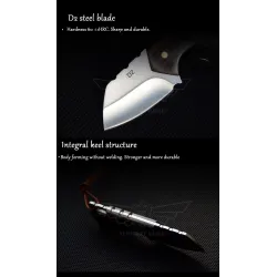 Mini opvouwbaar mes - roestvrij staal - houten handvat - met leren hoesMultitool & Zakmes