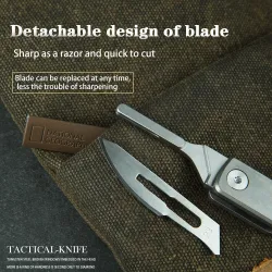 Mini multifunctioneel mes - opvouwbaar - afneembaar mes - titaniumlegeringMultitool & Zakmes