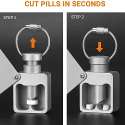 Pillen opbergdoos - separator - pillensnijder - waterdichte container - met sleutelring - aluminiumlegeringSleutelhangers