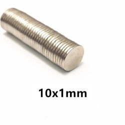N42 - neodymium magneet - sterke ronde schijf - 10mm x 1mm - 10 - 500 stuksN40