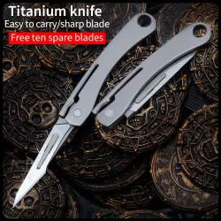 Mini multifunction knife - foldable - removable blade - titanium alloyKnives & Multitools