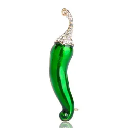 Kristallen broche - met groene & rode chilipeperBroches