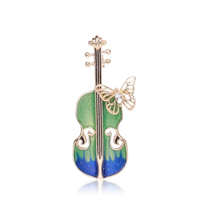 Stylish brooch with guitar & crystal butterflyBrooches