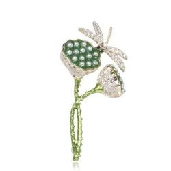 Lotusbloem met kristallen libel - elegante brocheBroches