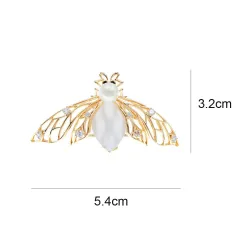 Fashionable gold brooch - with pearl bee & crystalsBrooches