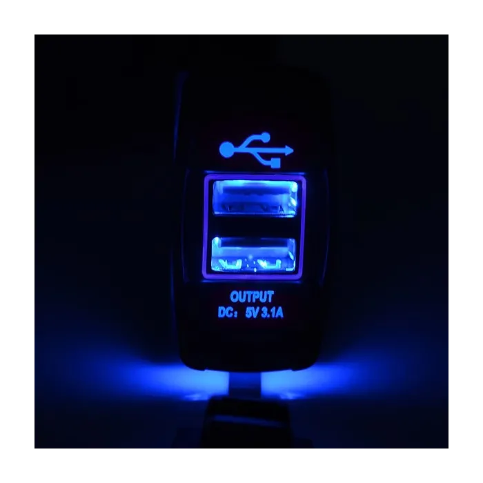 Universal USB dual socket - 3.1V -12V/24V - charging port - LEDChargers