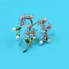 Modieuze broche van hars - groene bladeren / bloemen / parelsBroches