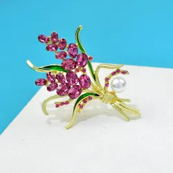 Luxe broche - roze kristallen bloemenBroches