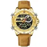 NAVIFORCE - sport - militair quartz horloge - leren band - LCD LED-display - waterdichtHorloges