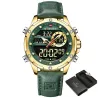 NAVIFORCE - sport - militair quartz horloge - leren band - LCD LED-display - waterdichtHorloges