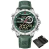 NAVIFORCE - sport - militair quartz horloge - leren band - LCD LED-display - waterdichtHorloges