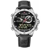 NAVIFORCE - sport - militair quartz horloge - leren band - LCD LED-display - waterdichtHorloges