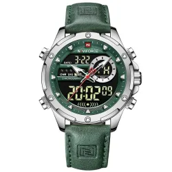 NAVIFORCE - sport - militair quartz horloge - leren band - LCD LED-display - waterdichtHorloges