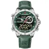 NAVIFORCE - sport - militair quartz horloge - leren band - LCD LED-display - waterdichtHorloges