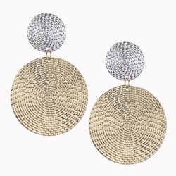 Modieuze oorbellen - dubbele cirkels - zilver & goudOorbellen