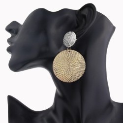 Fashionable earrings - double circles - silver & goldEarrings