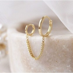 Retro style earrings - double rings - chainEarrings
