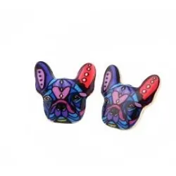 Stylish stud earrings - colorful French bulldogEarrings