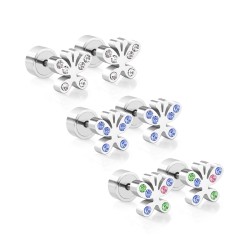 Small stud earrings - with cubic zirconia - butterflies - hearts - stars