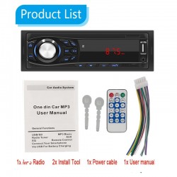 Bluetooth autoradio - din 1 - MP3 - AUX - USB - FM - 12VDin 1