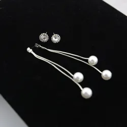 Elegante lange oorbellen met parels / kristalOorbellen