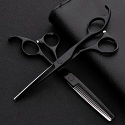 Professional hairdresser scissors set - Japanese 440 steel - 6 inch - Black Edition - hair scissors - thinning scissors