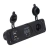 Car charger - socket with dual USB - cigarette lighter / Voltage meter - digital LED displaySwitches