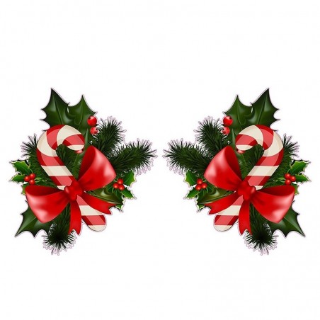 Christmas candy cane with mistletoe - car & wall vinyl sticker - 13 * 7.2cmWall stickers