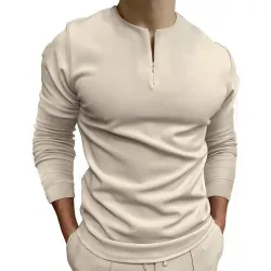 Klassiek poloshirt - T-shirt met lange mouwen - met ritsT-Shirts