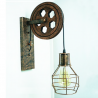 Retro katrol wandlamp - houten lampWandlampen