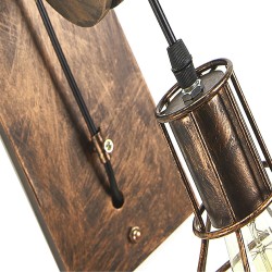 Retro katrol wandlamp - houten lampWandlampen
