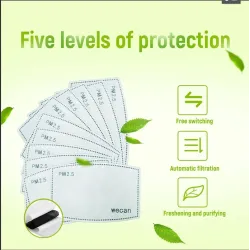 Gezichts-/mondmaskers - herbruikbaar - anti bacterieel - met PM 2.5 filter - 4 stuksMondmaskers