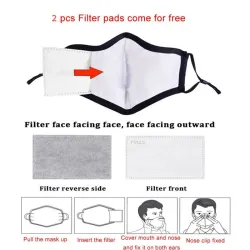 Gezichts-/mondmaskers - herbruikbaar - anti bacterieel - met PM 2.5 filter - 4 stuksMondmaskers