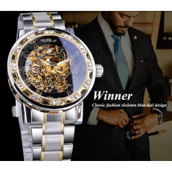 WINNER - luxe horloge - mechanisch - lichtgevend - met diamanten - transparant skeleton design - met doosHorloges