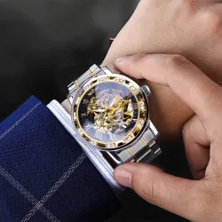 WINNER - luxe horloge - mechanisch - lichtgevend - met diamanten - transparant skeleton design - met doosHorloges