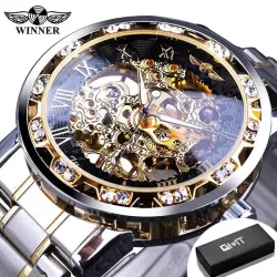 WINNER - luxe horloge - mechanisch - lichtgevend - met diamanten - transparant skeleton design - met doosHorloges