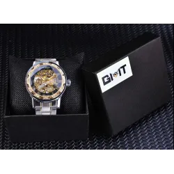 WINNER - luxe horloge - mechanisch - lichtgevend - met diamanten - transparant skeleton design - met doosHorloges