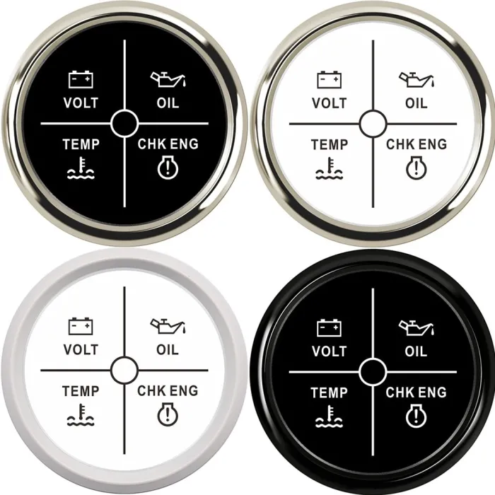 Universele alarmmeter - Volt - oliedruk - watertemperatuur - CHK ENG - 4 LED - 52mm 9~32 VInstrumenten