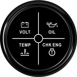 Universele alarmmeter - Volt - oliedruk - watertemperatuur - CHK ENG - 4 LED - 52mm 9~32 VInstrumenten